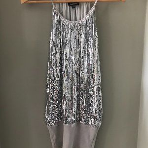 Silver Sequin Slip Dress by Bebe; Small